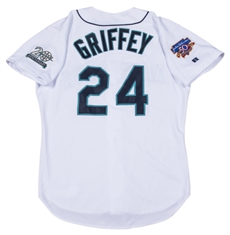 1997 Ken Griffey Jr. Game Used and Signed Seattle Mariners Home Jersey With Jackie Robinson and Mariners 20th Anniversary Patch (JSA)